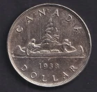 Canada 1938 $1 One Silver Dollar King George VI .800 Silver