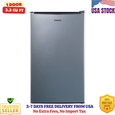 Galanz 3.3 Cu ft One Door Mini Fridge, Estar, Stainless Steel Look, New