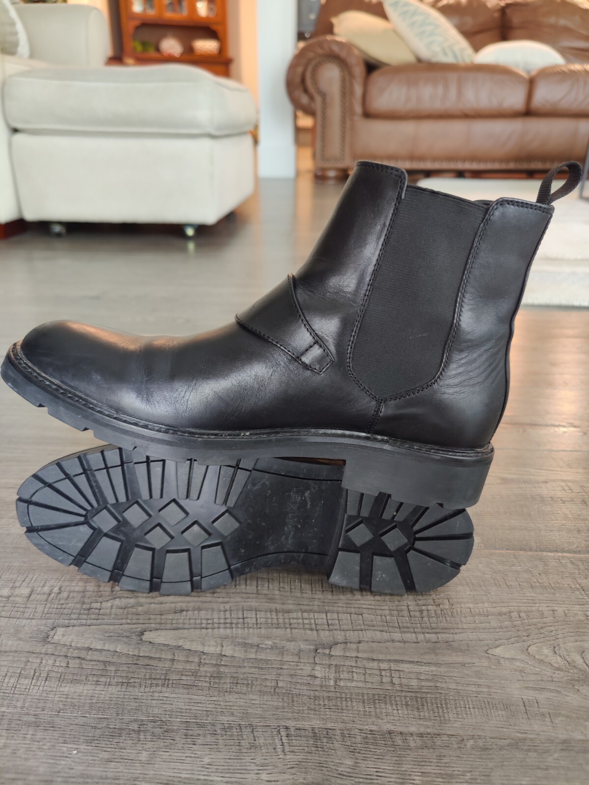 Calvin Klein Men Ankle Chelsea Boots Fenwick Size US 9M Black Leather