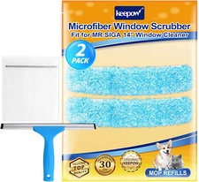14" Microfiber Window Scrubber Refill, Compatible with MR.SIGA Professional Wind