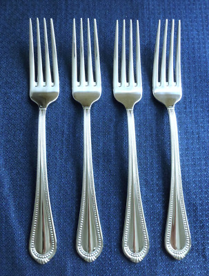 New Mikasa REGENT BEAD Set of 4 Dinner Forks 18/10 Stainless Flatware (8 3/8'')