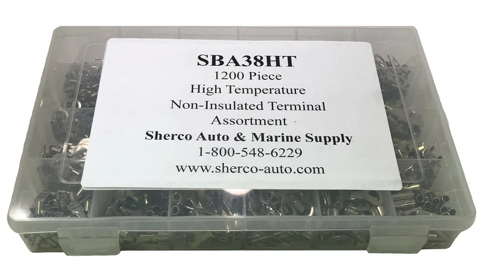 1200 Piece High Temperature Non-Insulated Wire Terminal Connector Assortment Kit - Image 2 of 4