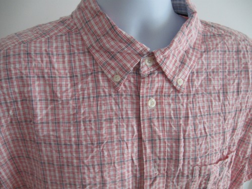 Maine New England Men's Checkered Short Sleeve Shirt Size XL Red Cotton Casual - Picture 2 of 6