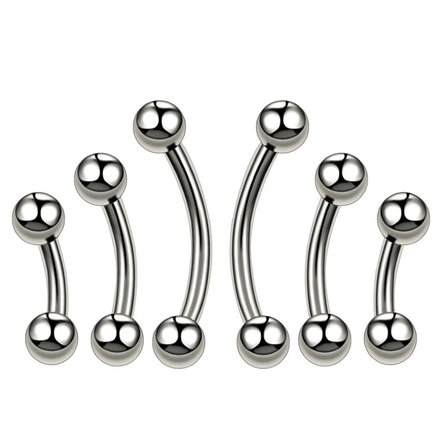 6MM- 16MM BARBELL PIERCING STAINLESS BANANA CURVED BAR EYEBROW EAR BELLY SILVER - Image 1 of 1
