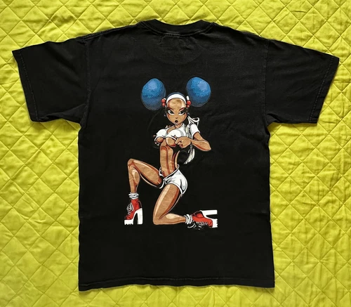 Wah Wah Printed Front & Back on Black Tee by Blunt Flavas 100% Cotton Sz M