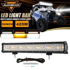 Auxbeam 20 Inch 420w Led Light Bar Whiteamber 6 Modes Off-road Driving Utv Atv