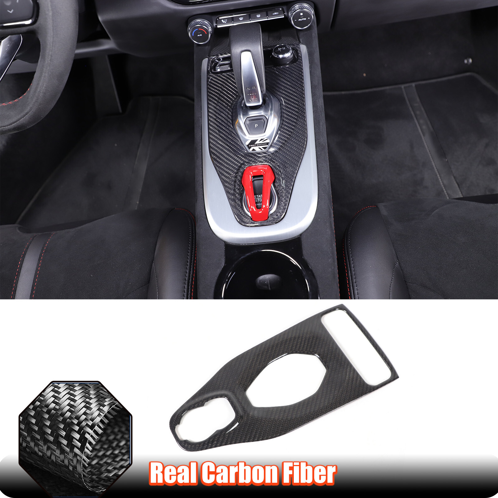Real Carbon Fiber Center Gear Panel Trim Cover For Lotus EMIRA V6 AT 2021-25