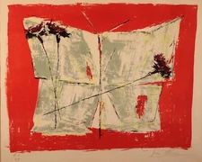 Rare Ivan Mosca Lithograph "Butterfly w/3 Carnations" - Limited Edition 5/6