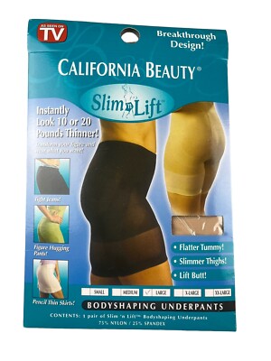 California Beauty Slim 'n' Lift Size Large Bodyshaping Underpants Spandex Blend
