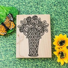 Vase of Flowers Art Rubber Stamp