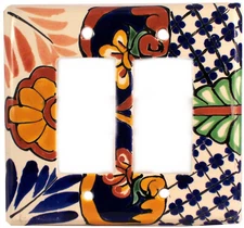 TalaMex Mexican Ceramic Wall Plate Mantel Double GFI/Rocker Switch Plate