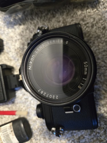 Nikon EM 35MM Film Camera 135 & 52mm SbE Speedlight Rollei Flash MDE Motor Drive - Picture 12 of 18
