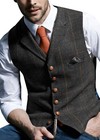 <!--F#f_0-->Men's Retro Printed Waistcoat Vest Formal Plaid Herringbone Slim Gentleman Vest<!--F/-->