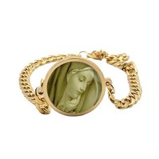 Our Lady Sorrows Mary Curb Bracelet Gold or Stainless Steel tone Religious