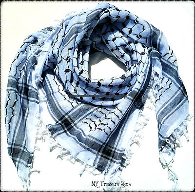 Black Shemagh Scarf Keffiyeh Kafiya Unisex Arafat Arab Palestine
