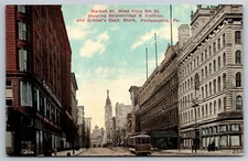 Market St Strawbridge & Clothier Gimbels Philadelphia PA C1900s DB Postcard AC3