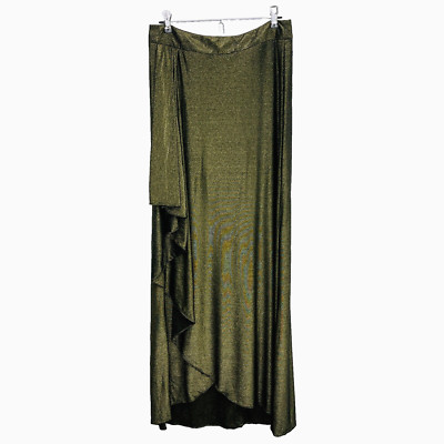 Haute Hippie The Daylight Skirt Gold Metallic Maxi Wrap Ruffle Detail Womens 8