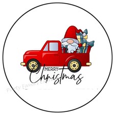 MERRY CHRISTMAS RED TRUCK GNOME ENVELOPE SEALS LABELS STICKERS PARTY FAVORS