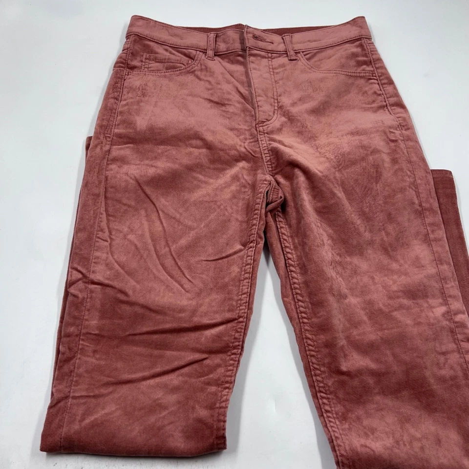 Pantalones de terciopelo Ann Taylor Loft para mujer talla 0 rosa algodón pierna recta Foto 2 de 4