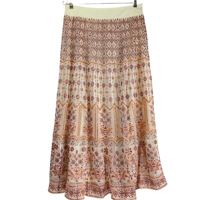 Soft Surroundings Skirt Women's M Multicolor Maxi Inez Metallic Embroidered Nwt