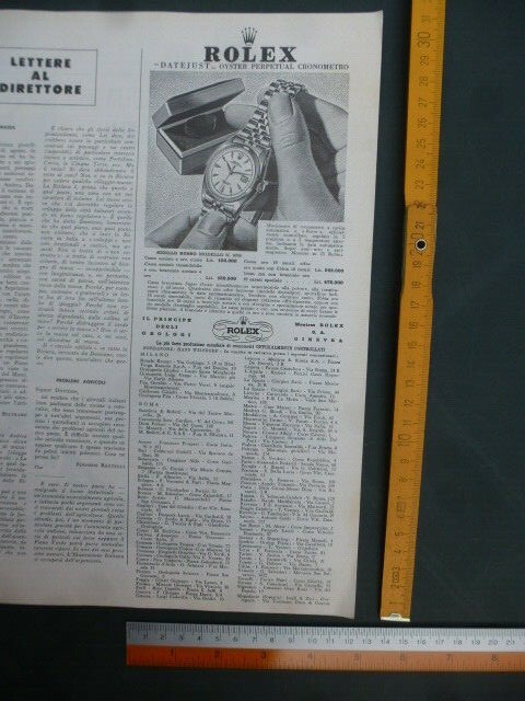 Pubblicità ROLEX Orologio 1961 "Datejust" Ginevra - Il Principe degli orologi
