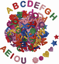  8 Sets Letters and Shapes Foam Glitter Alphabet Stickers Pack of Approx. 384