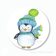 Adorable Winter Holiday Penguin Scrapbook Stickers Christmas Envelope Seals