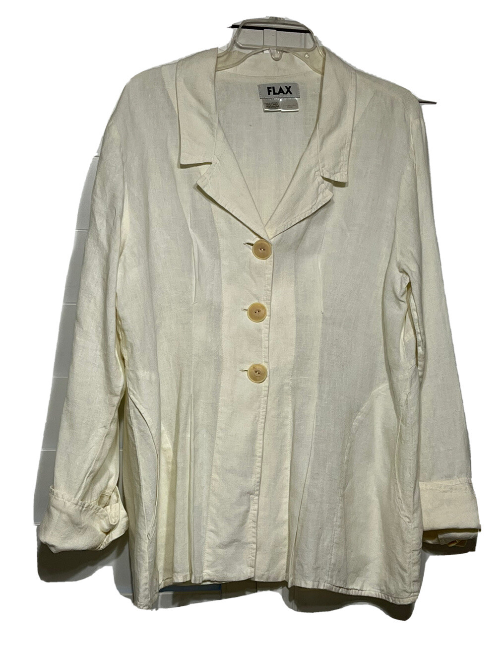 FLAX Linen Collared Jacket Shirt Size Medium - image 1