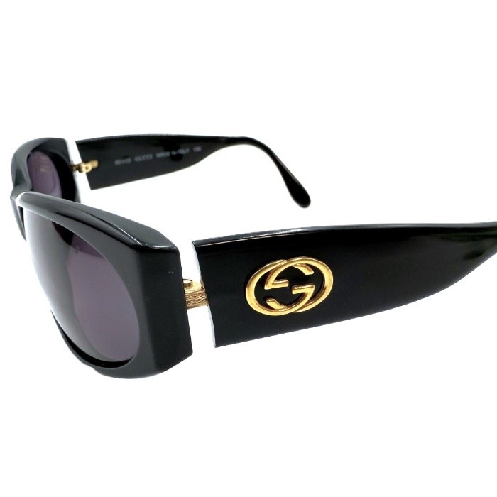GUCCI Sunglasses Black Frame Side Wide Silhouette Logo Black Gold Free  i0424lq0 thumbnail 2