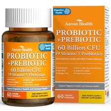 Probiotics for Women Men Prebiotics, 60 Billion CFU, USA 60 Count Pack of 1 