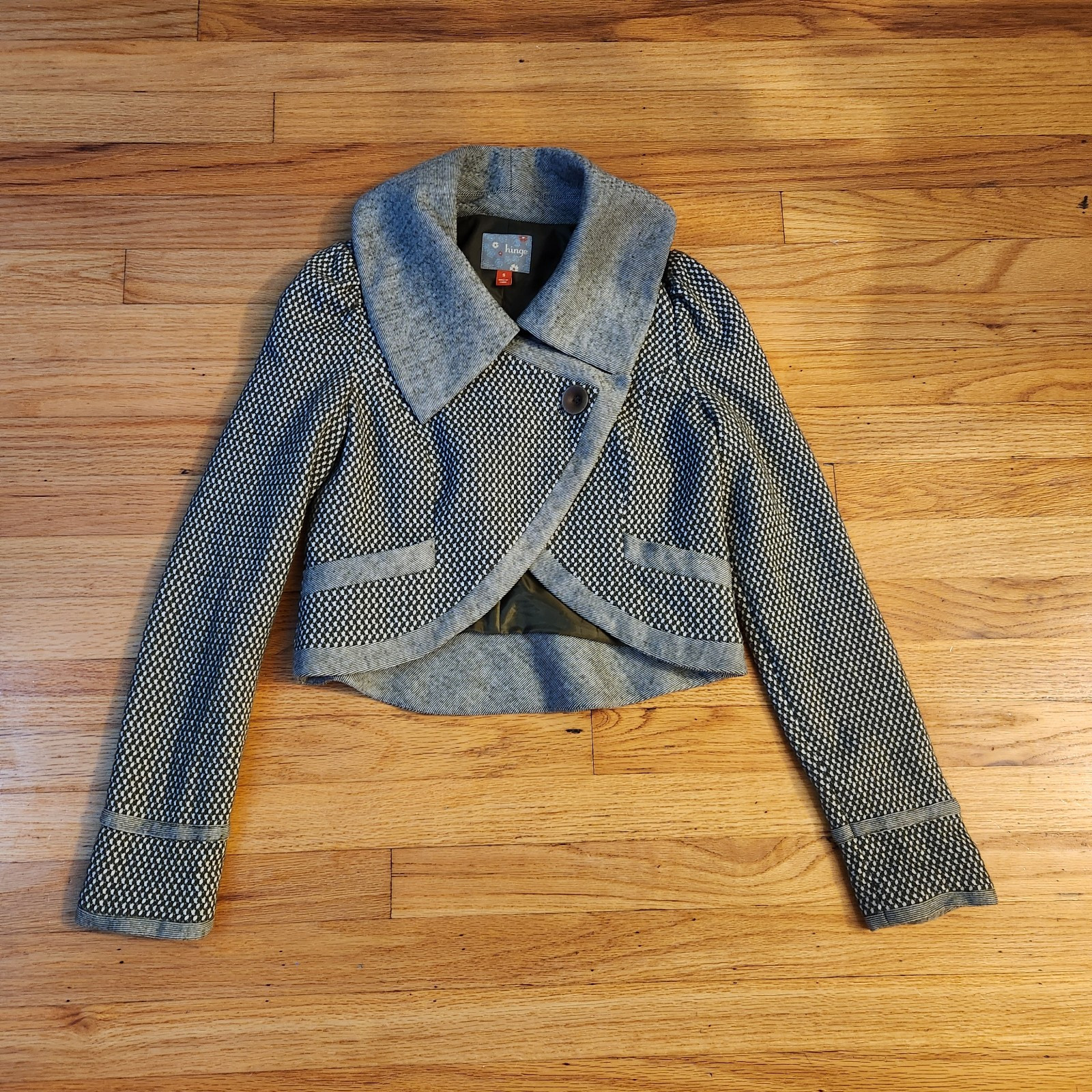 Hinge Asymmetrical Cropped Jacket Size Small Wool… - image 2