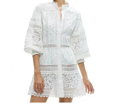 ALICE + OLIVIA CALIN TIERED LACE MINI DRESS WHITE Size S Mint Cond
