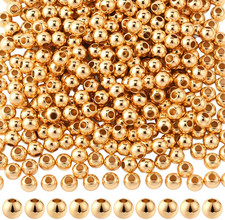 1 Box 400PCS 4MM Real 14K Gold Plated Spacer Beads with Holes Brass Seamless Me