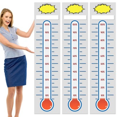 Gersoniel 3 Pcs Fundraising Thermometer Goal Charts 11'' x 46.5'' Dry White 
