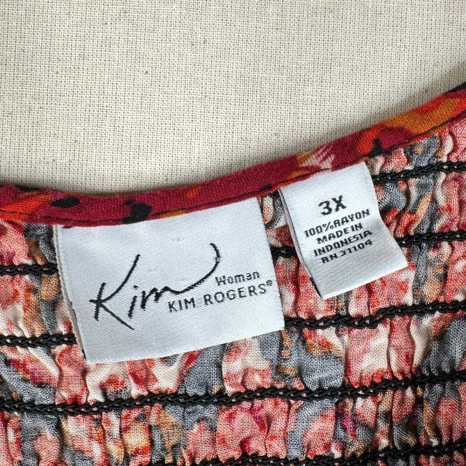 Maxi Vestido Kim Rogers Rayón Sin Mangas Multiimpresión Talla 3X Naranja Foto 2 de 4