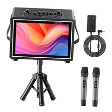 Karaoke Machine with Lyrics Display,12.1'' Touch Screen, 2 Wireless Mics, Large