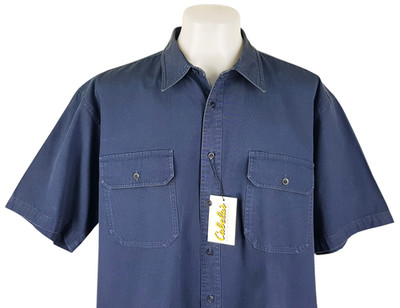 CABELAS Herren blau S/S HEAVY STONEWASHED CANVAS SHIRT Outdoor - XLT - 56'' - £129
