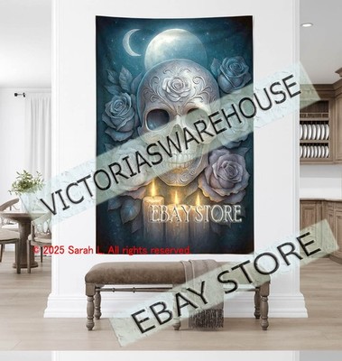 Vigil Flame Tapestry Decor gothic candle skull 59X82 in