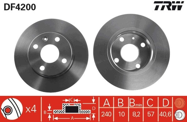 2X Bremsscheibe TRW DF4200 FüR X04 Tigra Corsa Opel X01 Combo GroßRaumlimousine-image