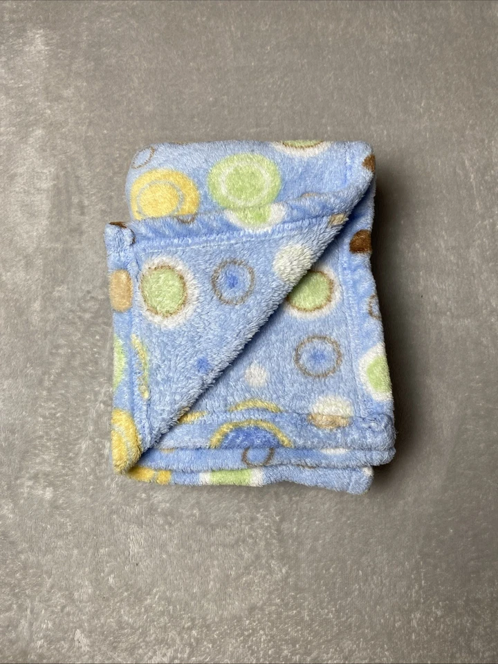 Baby Gear Blanket Circle Blue Green Yellow White Brown Dots Soft Fleece Lovey - Изображение 2 из 3