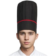 Black Tall Chef Hat Adult Adjustable Elastic Baker Kitchen Cooking Grill BBQ