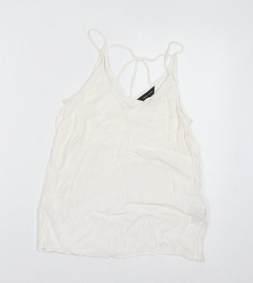 New Look Damen weiß Viskose Basic Tank Größe 8 V-Ausschnitt