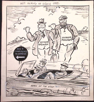 Big 4 Geneva Conference Hopes George White Tampa Tribune Original Drawing 1955