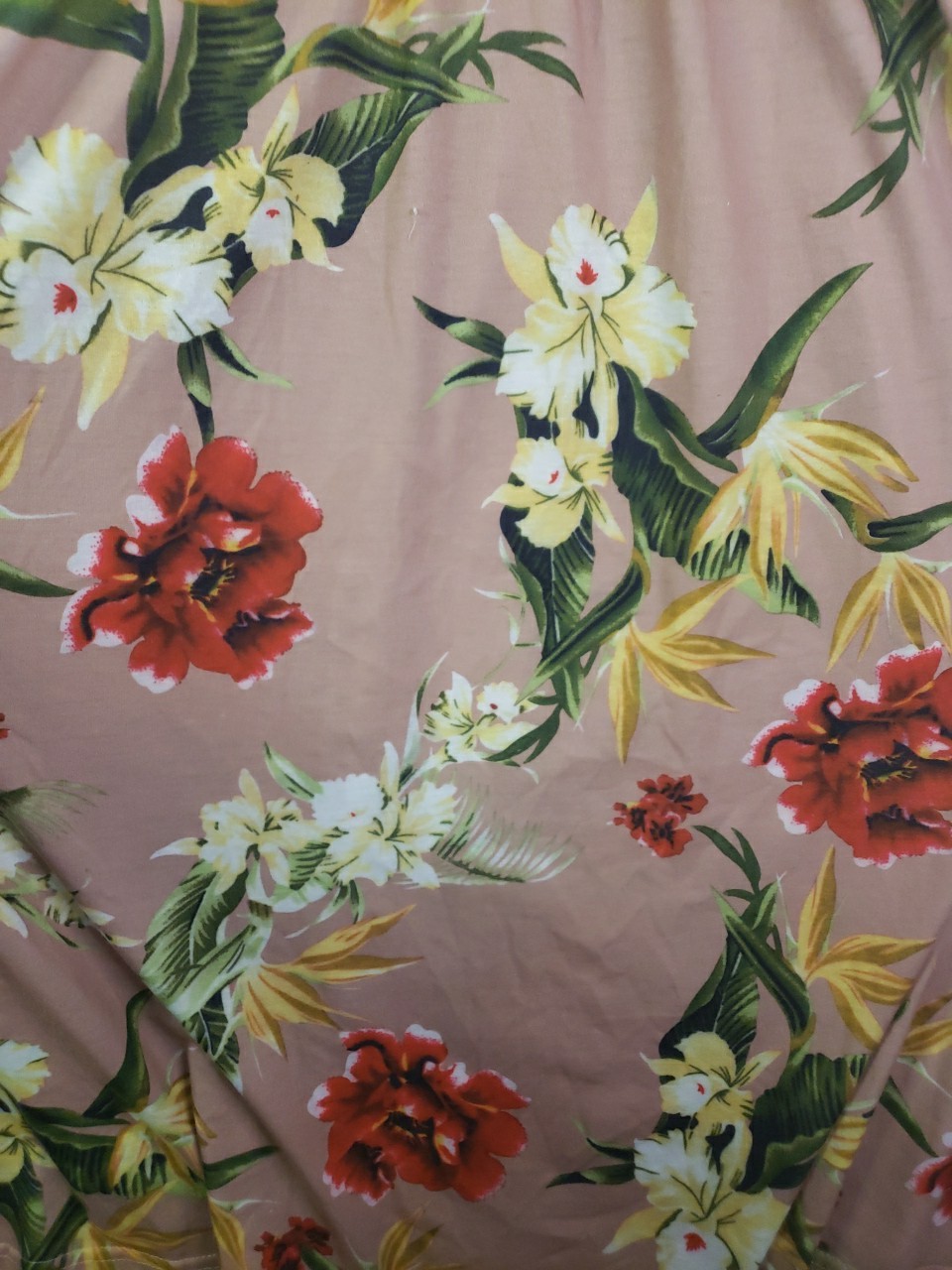 OUGES Womens Short Sleeve V-Neck Brown w Tropical… - image 6