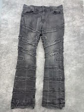 Nova Men Men's Jeans Thrashed Distressed Size 38x32 Stacked Leg Black