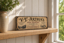 Arthurs sign makers vintage wooden plaque Signwriter 28cm Antique style signs