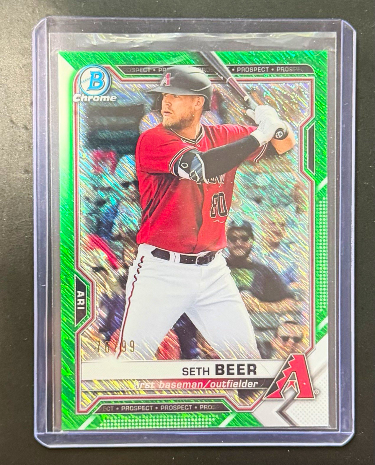 2017 Topps Bowman Chrome Prospects Seth Beer BCP-60 Green Shimmer /99
