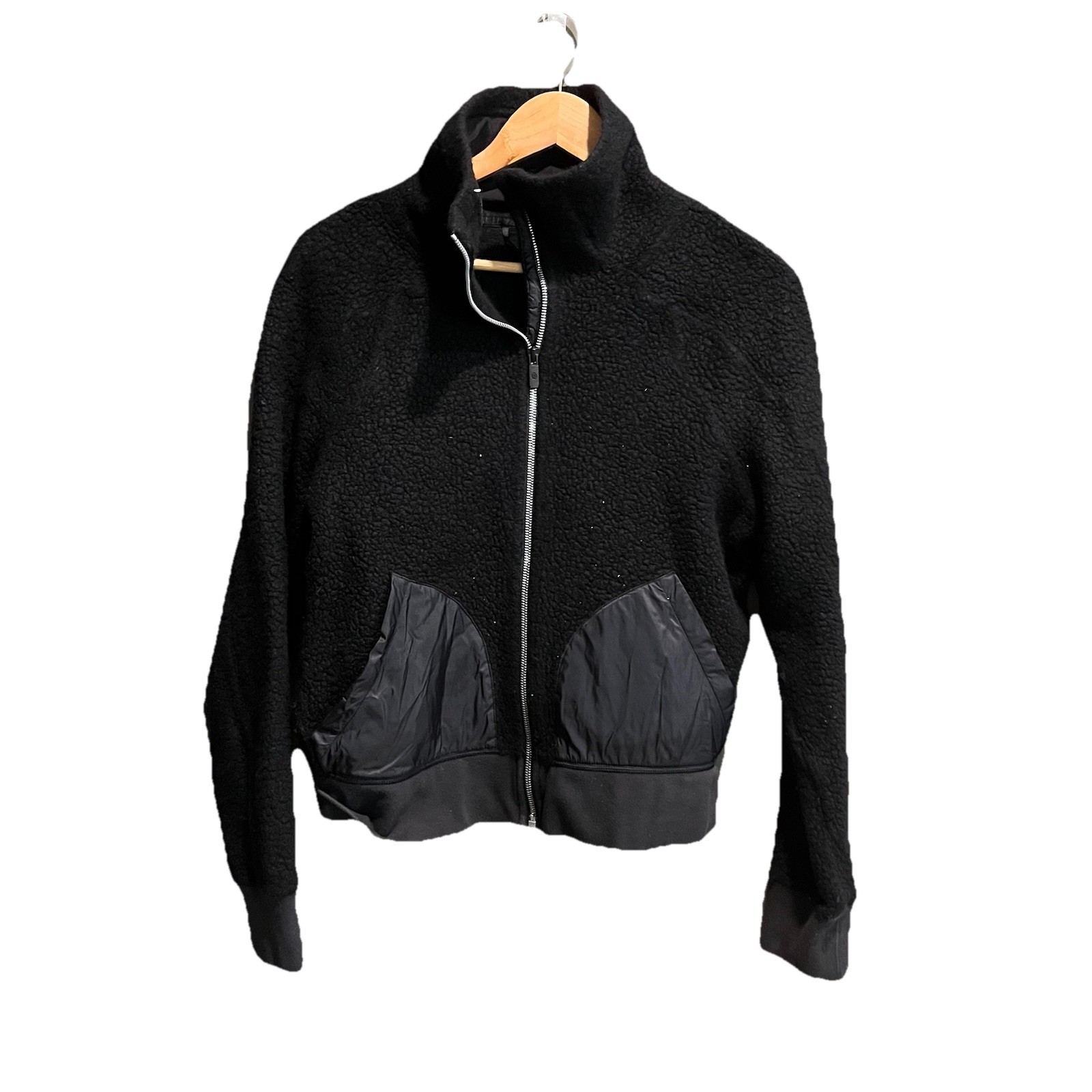 Lululemon Black Full Zip Women's Sherpa Activewear Jacket Size 12