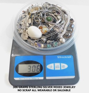 VINTAGE 306 GR STERLING SILVER 925 MIX LOT NOT SCRAP PLUS 4 GR 12 KT GF FREE PIN