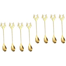 8 Pcs Coffee Stirring Spoons Long Handle Tea Spoons Decorative Gold Teaspoons